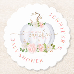 Blush pink gold Little pumpkin  Paper Coaster