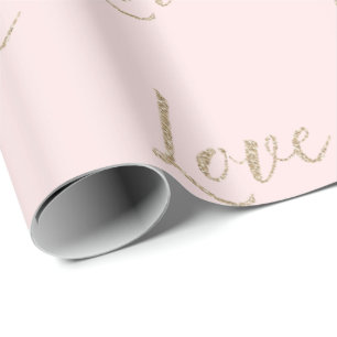 Blush Pink Gold Luxe Glitter Love   Wrapping Paper