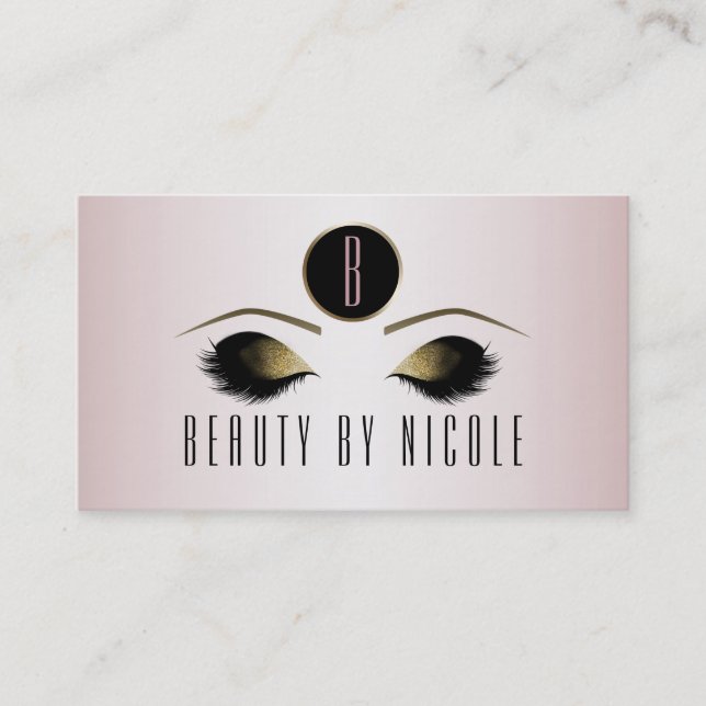 Blush Pink Gold Makeup Eyes Customer Loyalty Card (Front)