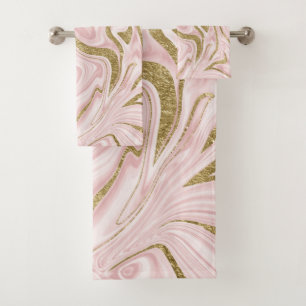 Blush Pink Gold Marble #1 Bath Towel Set