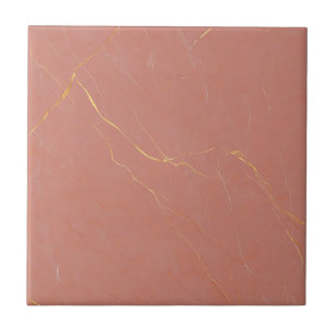 Blush Pink Gold Marble Pattern Ceramic Tile
