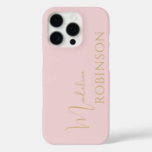 Blush Pink Gold Minimalist Chic Script Monogram Case-Mate iPhone Case (Back)