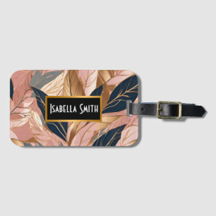 Blush Pink Gold Modern Boho Leaves Collection Luggage Tag