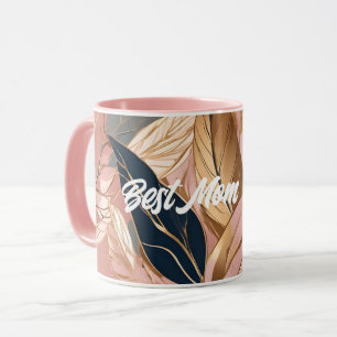 Blush Pink Gold Modern Boho Leaves Collection Mug