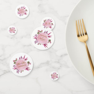Blush Pink Gold Modern Elegant Wedding Table Confetti