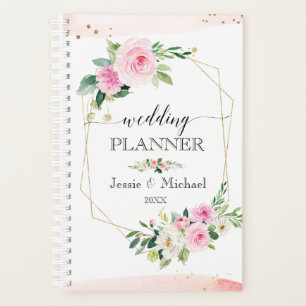 Blush Pink & Gold Modern Floral Wedding Planner