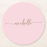 Blush Pink Gold Monogram Name Script Signature