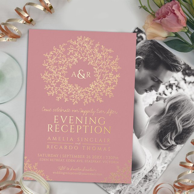 Blush pink gold monogram wedding reception photo (Creator Uploaded)