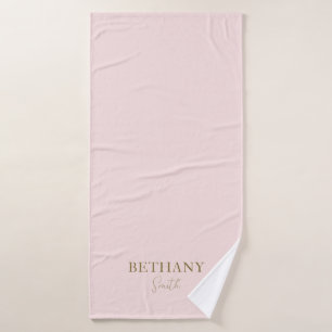 Blush Pink Gold Name Bath Towel