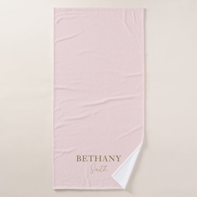 Blush Pink Gold Name Bath Towel (Bath Towel)