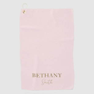 Blush Pink Gold Name Golf Towel