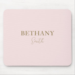 Blush Pink Gold Name Modern Mouse Pad