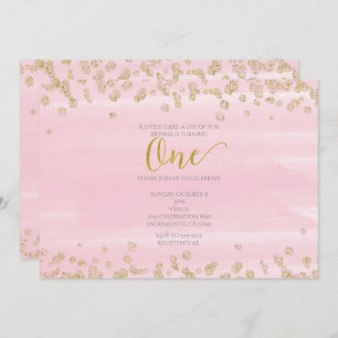 Blush Pink & Gold ONE 1st Birthday Invitation