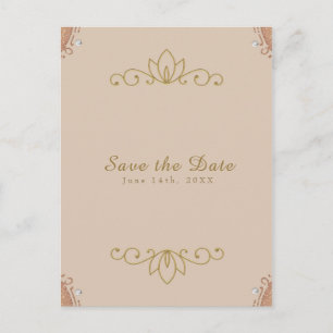 Blush Pink & Gold Pearl Elegant Chic Save the Date Announcement Postcard
