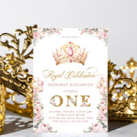 Blush Pink Gold Princess 1st Birthday Party Crown