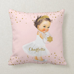 Blush Pink Gold Princess Nursery Baby Girl Name Cushion