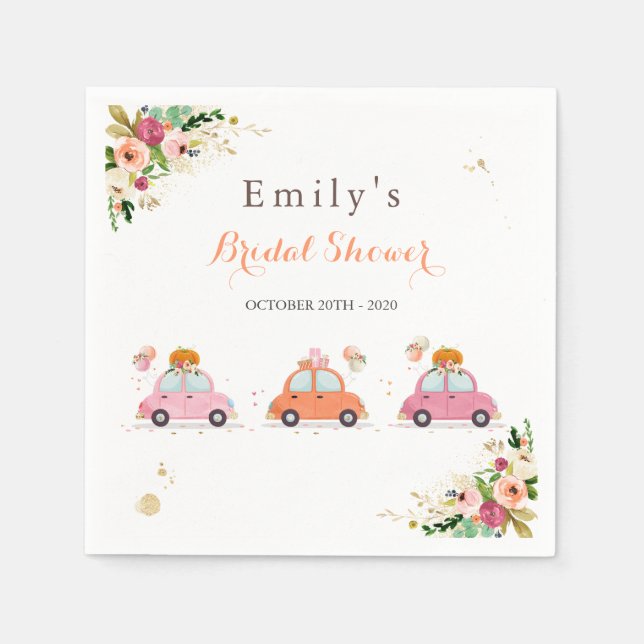 Blush Pink & Gold Pumpkin Drive By Bridal Shower Napkin (Front)