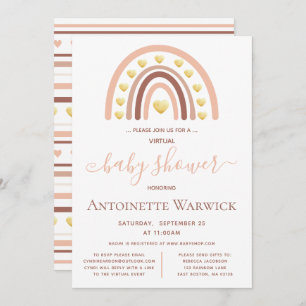 Blush Pink Gold Rainbow Virtual Baby Shower Invitation