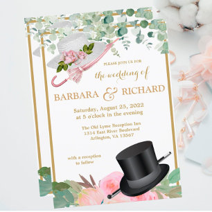 Blush Pink Gold Romantic Floral Wedding  Invitation