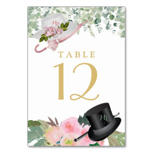 Blush Pink Gold Romantic Floral Wedding  Table Number