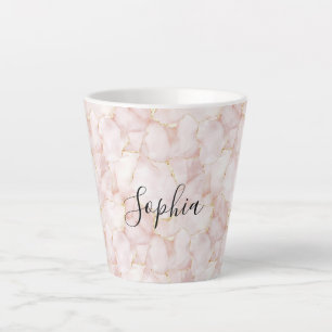 Blush Pink Gold Rose Petals Floral Latte Mug