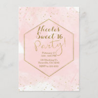 Blush Pink & Gold Splatter Modern Sweet 16 Party