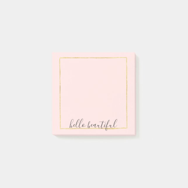 Blush Pink Gold Square Post-it Notes (Front)