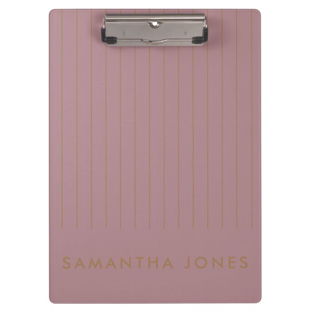 Blush Pink Gold Stripe Personalized Classic Clipboard (Front)