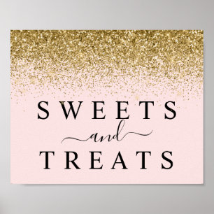 Blush Pink & Gold Sweets & Treats Dessert Sign