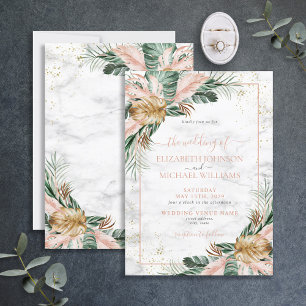 Blush Pink Gold Tropical Boho Chic Wedding Invitation