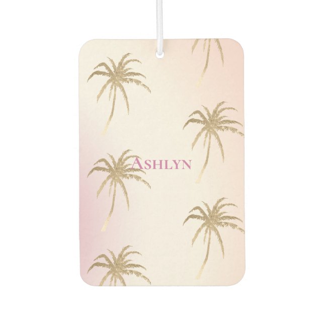 Blush Pink Gold Tropical Palm Trees   Car Air Freshener (Front)
