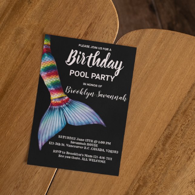 Blush Pink Gold Turquoise Mermaid Tail Pool Party Postcard (Creator Uploaded)