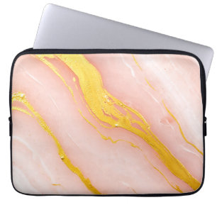 Blush Pink Gold Veined Marble Laptop Sleeve
