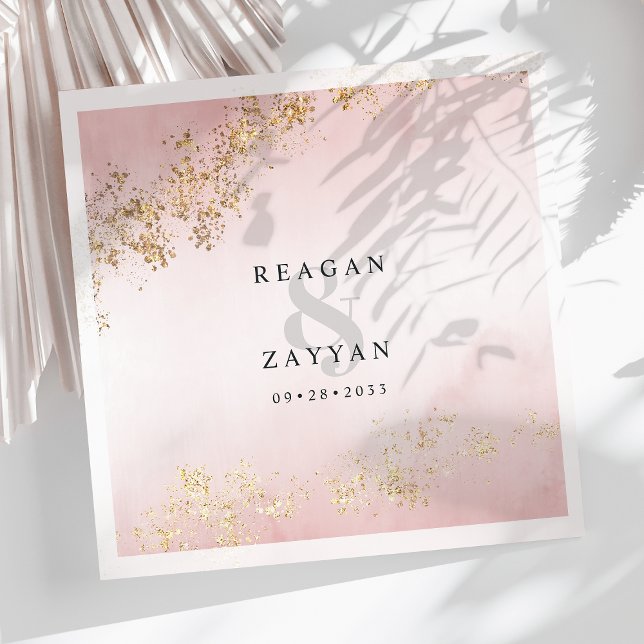 Blush Pink & Gold Wedding Napkin (Creator Uploaded)