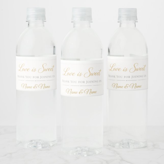 Blush Pink & Gold Wedding Water Bottle Label –🤍   (Bottles)