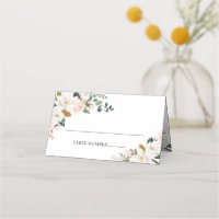 Blush Pink Gold White Floral Wedding Place Cards