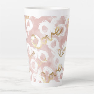 Blush Pink Gold White XOXO Love Latte Mug