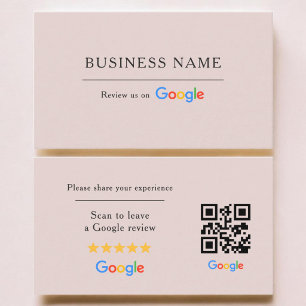 Blush Pink Google Review QR Code Spa Salon Business Card