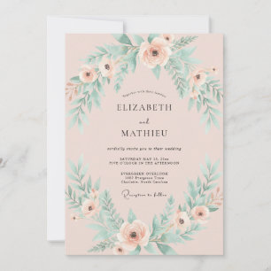 Blush Pink Graceful Spring Wedding Invitation