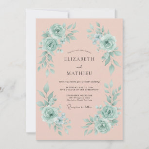 Blush Pink Graceful Watercolor Wedding Invitation