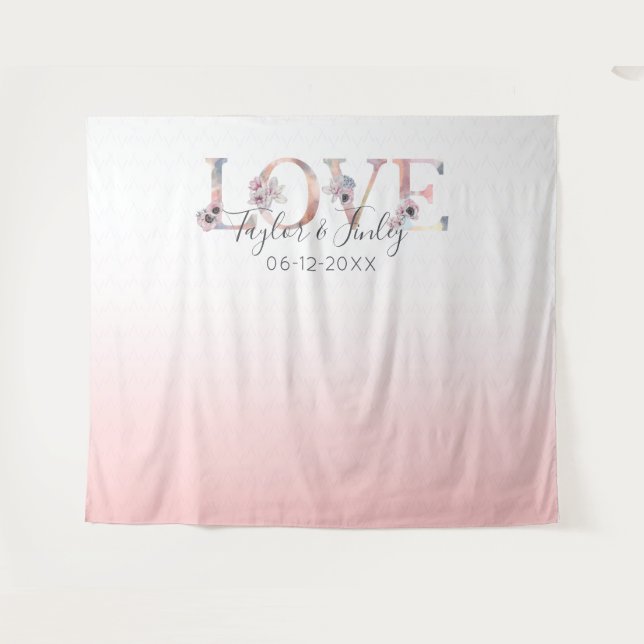 Blush Pink Gradient Selfie Love Backdrop Wedding Tapestry (Front (Horizontal))