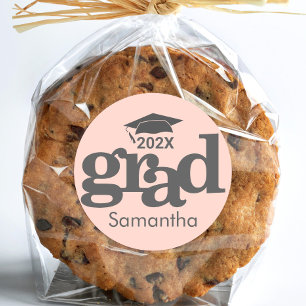 Blush Pink Graduation Bold Modern Typography  Classic Round Sticker