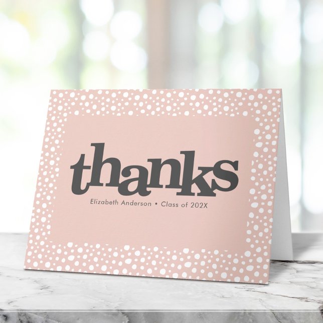 Blush pink graduation bold typography modern thank you card (Creator Uploaded)