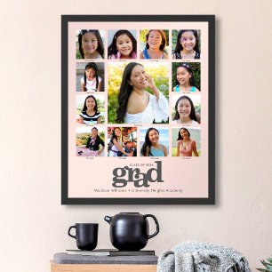 Blush Pink Graduation K–12 Photo Collage Modern Poster