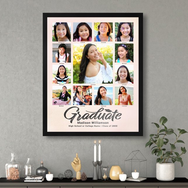 Blush Pink Graduation K–12 Photo Collage Script Poster (Creator Uploaded)