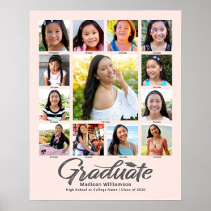 Blush Pink Graduation K–12 Photo Collage Script Poster