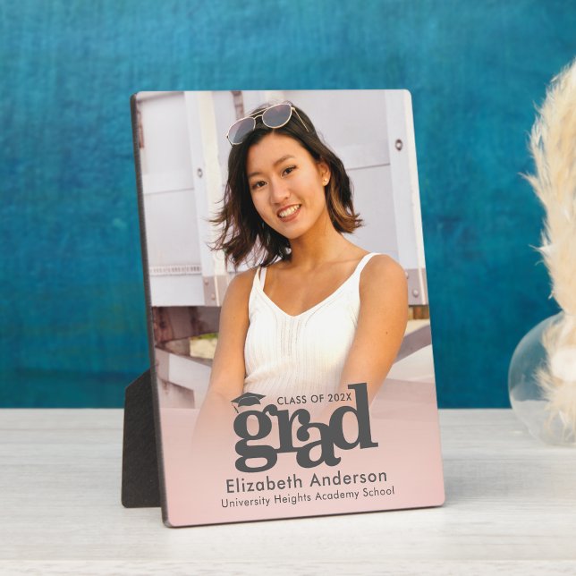 Blush Pink Graduation Photo Bold Typography Modern Plaque (Creator Uploaded)