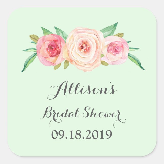 Blush Pink Green Bridal Shower Favour Tag (Front)