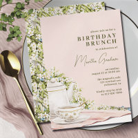 Blush Pink Green | Cute Tea Party Birthday Brunch