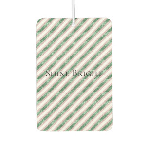 Blush Pink Green Glitter Stripes Christmas Car Air Freshener